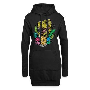 Vintage Tattoo Dinosurier Bernstein Geschenk - Hoodie-Kleid - Schwarz - Vorne
