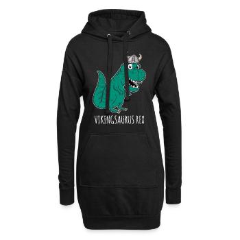 Wikinger Dino - Hoodie-Kleid - Schwarz - Vorne