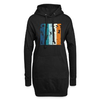 Pièce d'échecs graphique rétro en détresse Grand Maître - Sweat-shirt à capuche long Femme - noir - Devant
