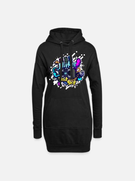 Hip Hop classique graffiti ghettoblaster - Sweat-shirt à capuche long Femme - noir