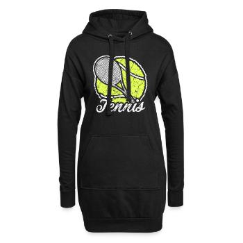 Raquette de tennis avec balle de tennis - Sweat-shirt à capuche long Femme - noir - Devant