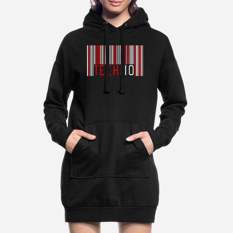 Barcode Techno Hoodie-Kleid