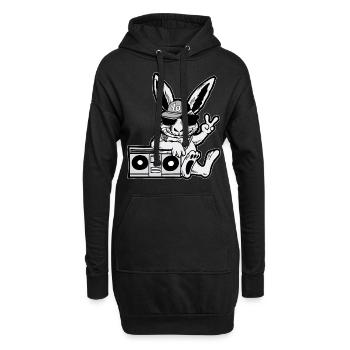 Hip Hop Hase Ghetto Blaster 90er - Hoodie-Kleid - Schwarz - Vorne