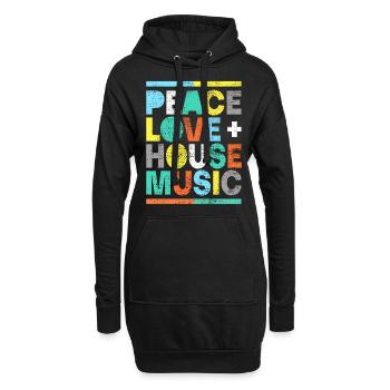 Frieden Liebe Haus Musik - Hoodie-Kleid - Schwarz - Vorne