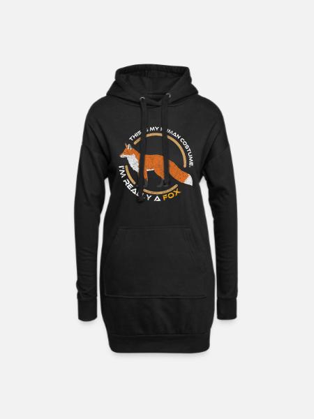 Fuchs Tier Wald - Hoodie-Kleid - Schwarz