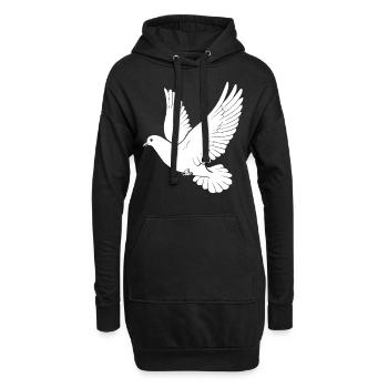 Weiße Taube Liebe Geschenk Fliege - Hoodie-Kleid - Schwarz - Vorne