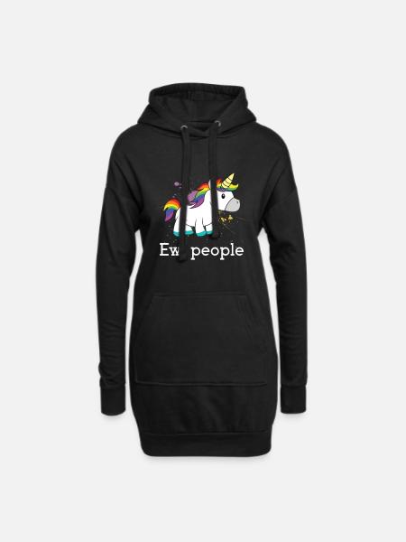 Ew People Unicorn - Hoodie Dress - black