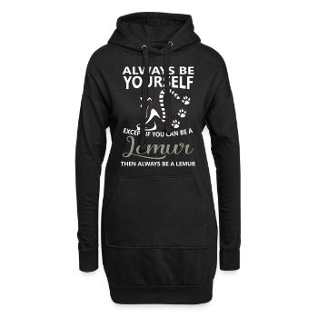 Lemur Tier - Hoodie-Kleid - Schwarz - Vorne