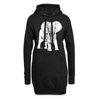 Cadeau animal éléphant - Sweat-shirt à capuche long Femme - noir - Devant
