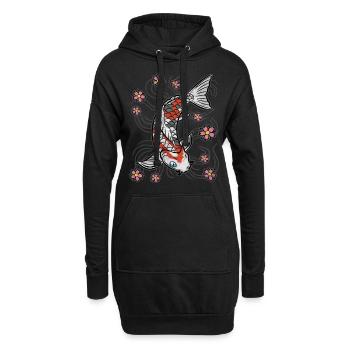 Étang de carpes de poissons - Sweat-shirt à capuche long Femme - noir - Devant