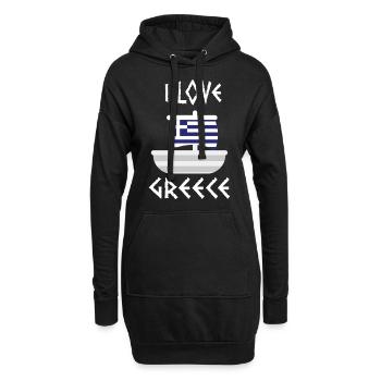 Grèce - Sweat-shirt à capuche long Femme - noir - Devant