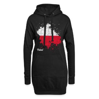 Pologne - Sweat-shirt à capuche long Femme - noir - Devant
