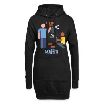 Graffitis - Graffitti - Sweat-shirt à capuche long Femme - noir - Devant