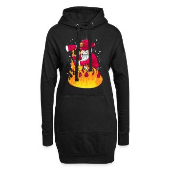 Noël Santa pompier cadeau - Sweat-shirt à capuche long Femme - noir - Devant