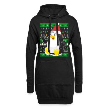 Ugly Christmas Pingouin - Sweat-shirt à capuche long Femme - noir - Devant