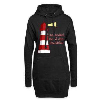 Leuchtturm Gegenwind norddeutsch Kapitän Spruch - Hoodie-Kleid - Schwarz - Vorne