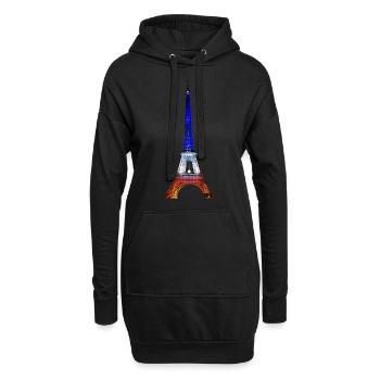 Tour Eiffel Paris France Drapeau national Souvenir - Sweat-shirt à capuche long Femme - noir - Devant
