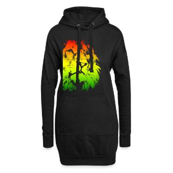 Löwenkopf - Hoodie-Kleid - Schwarz - Vorne