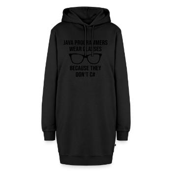 Programmer Java Entwickler Brille - Hoodie-Kleid - Schwarz - Vorne - AI Model Female 172 light (172cm)