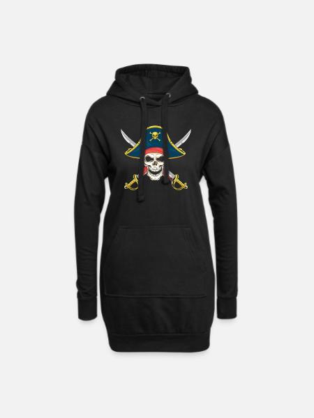 Pirat Totenkopf Säbel Räuber Meer Schiff Geschenk - Hoodie-Kleid - Schwarz