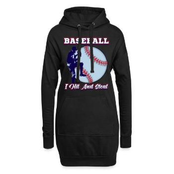 Baseball Pitcher Batter - Hoodie-Kleid - Schwarz - Vorne