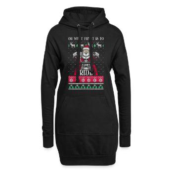 Weihnachtsmann Motorrad Ugly Christmas Geschenk - Hoodie-Kleid - Schwarz - Vorne
