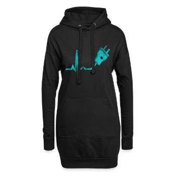 Électricien, battement de coeur - Sweat-shirt à capuche long Femme - noir - Devant