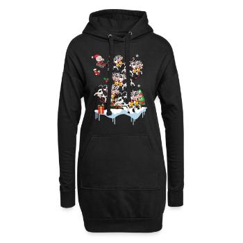 Kuh Kühe Landwirt Santa Weihnachten Geschenk - Hoodie-Kleid - Schwarz - Vorne