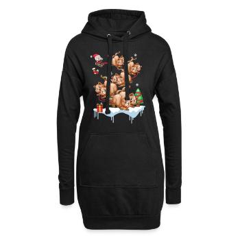 Katze Kätzchen Maine Coon Weihnachten Geschenk - Hoodie-Kleid - Schwarz - Vorne