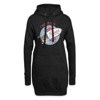 Astronaut Rakete - Hoodie-Kleid - Schwarz - Vorne