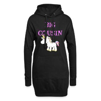 Großes Cousin-Einhorn - Hoodie-Kleid - Schwarz - Vorne