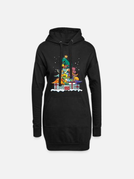 Dinosaurier T-Rex Weihnachten Geschenk - Hoodie-Kleid - Schwarz