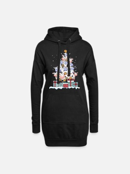 Vache vache fermier fermier cadeau de Noël - Sweat-shirt à capuche long Femme - noir
