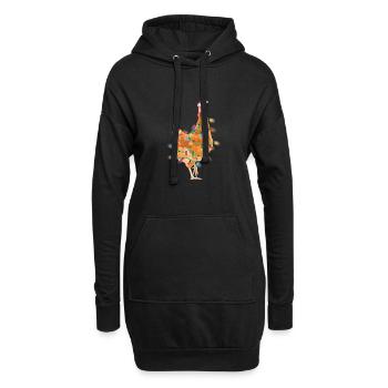 Huhn lumières noël casquette de Noël - Sweat-shirt à capuche long Femme - noir - Devant