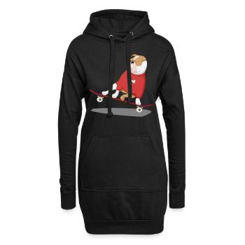 französische Bulldogge Skateboard Hund Puppie - Hoodie-Kleid - Schwarz - Vorne