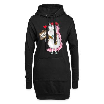 Unicorn Merry Christmas Cap Unicorn Gift Clothing - Sweat-shirt à capuche long Femme - noir - Devant