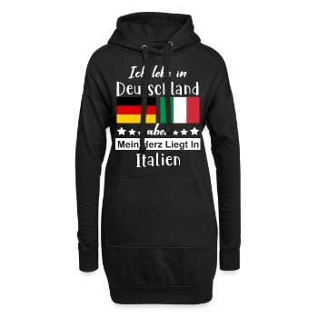 Deutschland Italien - Hoodie-Kleid - Schwarz - Vorne