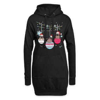 Mops Hund Hundehalter Weihnachten Geschenk - Hoodie-Kleid - Schwarz - Vorne