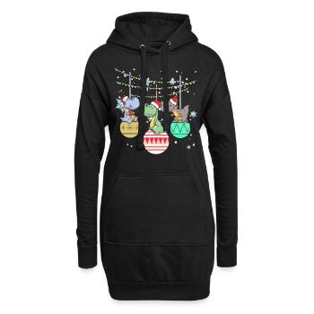 Dinosaure T-Rex Père Noël Cadeau - Sweat-shirt à capuche long Femme - noir - Devant