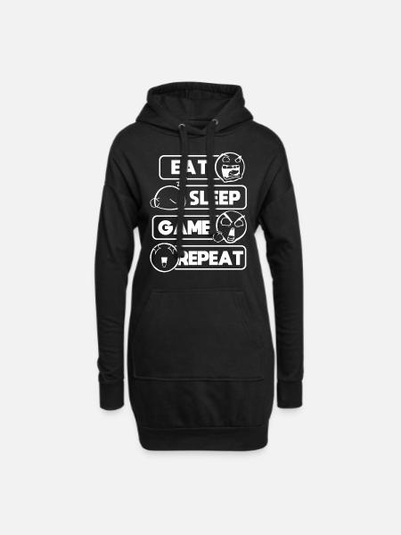 Eat Sleep Game Repeat Gamer Gift Computer Game - Hoodie Dress - black
