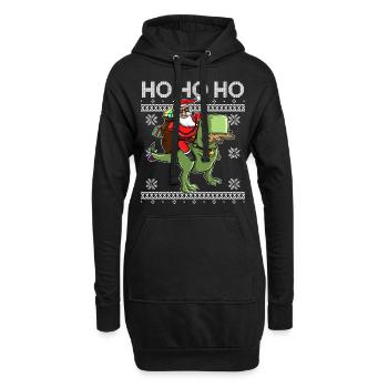 HO HO HO - Cadeaux Gingerbread Man du Père Noël T-Rex - Sweat-shirt à capuche long Femme - noir - Devant