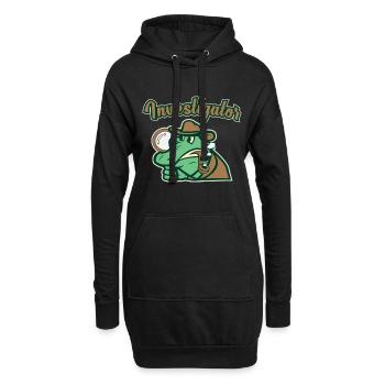 Krokodil Aligator Geschenkidee Privatdetektiv - Hoodie-Kleid - Schwarz - Vorne