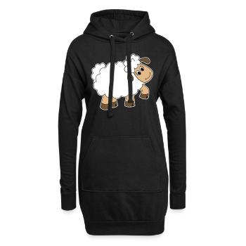 Comic Cartoon Wolle Bauernhof Schaf Lamm Geschenk - Hoodie-Kleid - Schwarz - Vorne