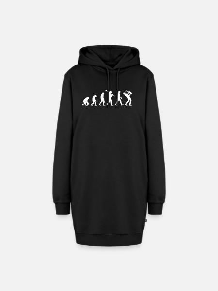 Saxofon Evolution Saxophon Saxophonist Geschenk - Hoodie-Kleid - Schwarz