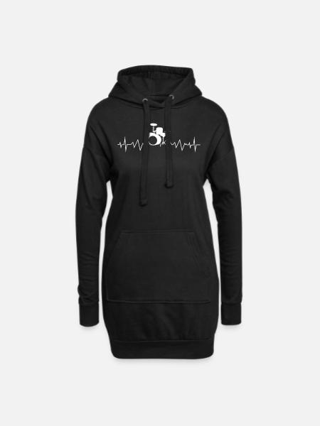 Schlagzeug Lustige Schlagzeuger Geschenkidee Schlagzeuger Herzschlag - Hoodie-Kleid - Schwarz