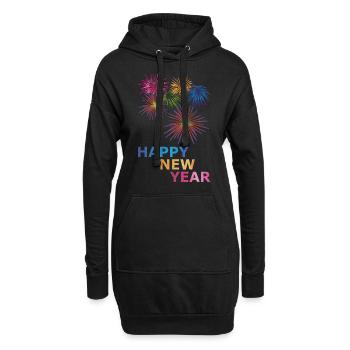 Bonne année bonne année - Sweat-shirt à capuche long Femme - noir - Devant