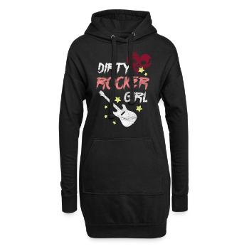 Rocker Girl Guitar Gitarrist Musik Rock And Roll - Hoodie-Kleid - Schwarz - Vorne