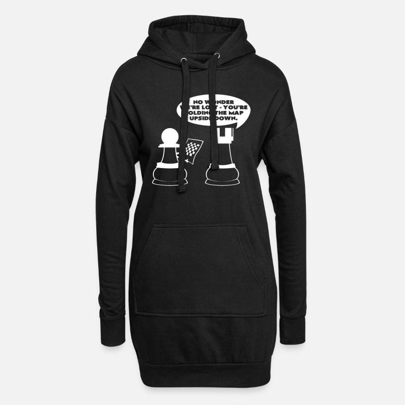 échiquier - Sweat-shirt à capuche long Femme - noir
