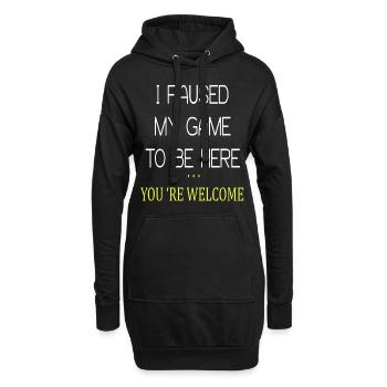 J'ai suspendu mon jeu pour être ici - Sweat-shirt à capuche long Femme - noir - Devant