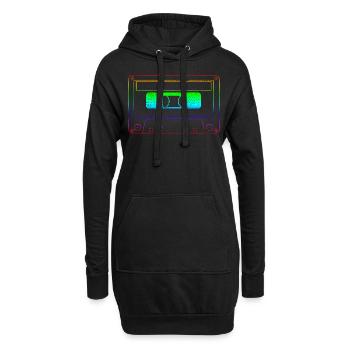 Kassette 80er Neon - Hoodie-Kleid - Schwarz - Vorne